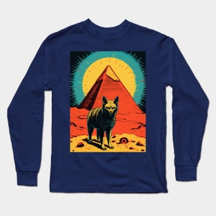 Egyptian Cat God Bast Retro Vintage Pyramid Long Sleeve T-Shirt